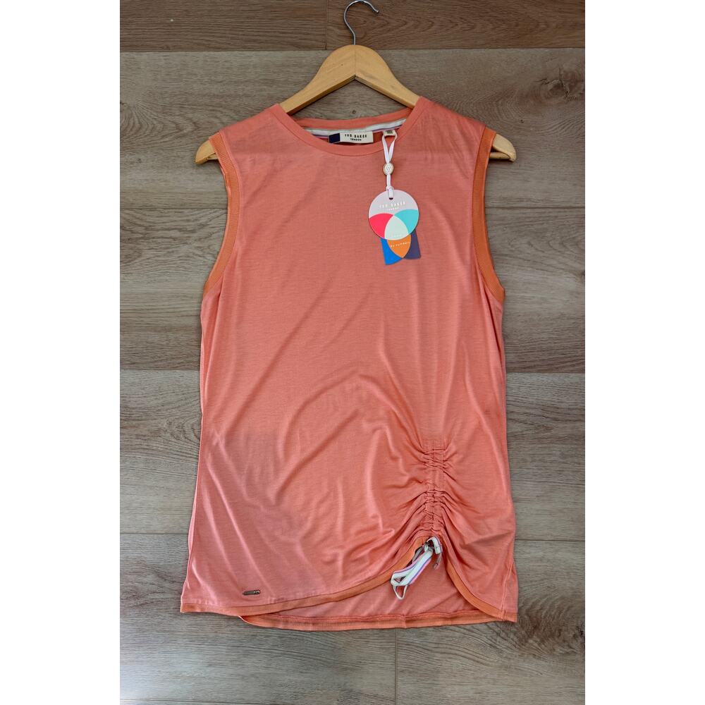 Ted Baker Coral Ruched Side Tank Top Size 3 Med